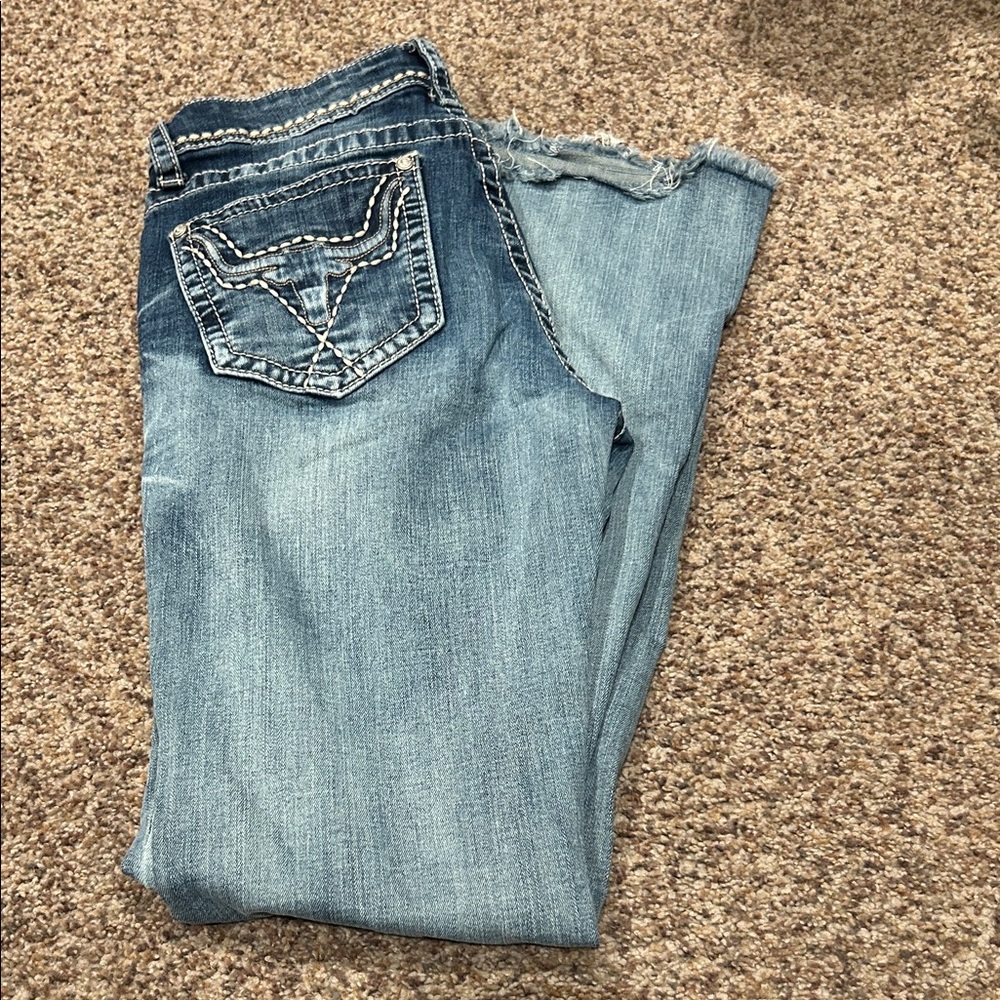 Grace in LA Long horn Light Blue Boot Cut Jeans